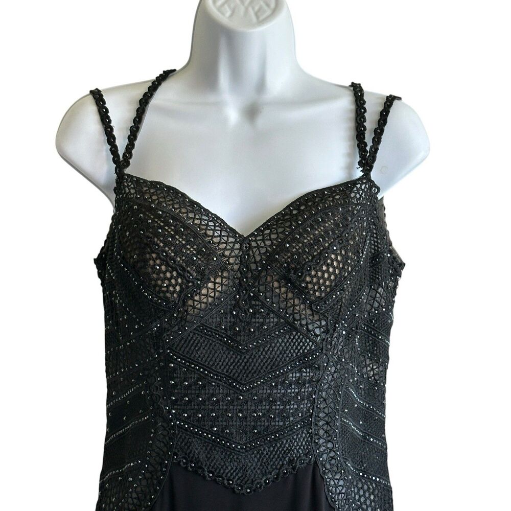 Camille La Vie Prom Dress Sz 8 Black Beaded Sweatheart Neck Mermaid Gown